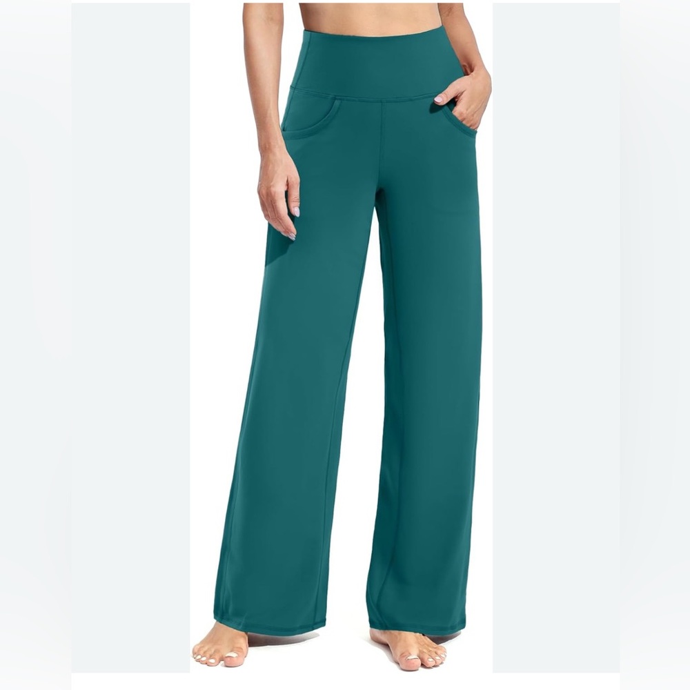 Elegant Teal Wide Leg Jeans